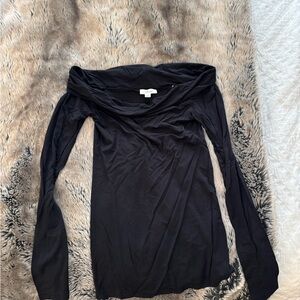 Aritzia Wilfred Black Off-Shoulder Top